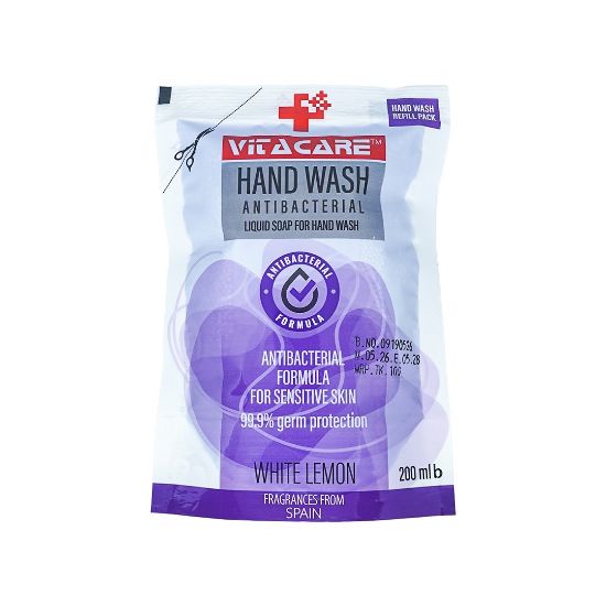 Picture of VITACARE LIQUID HAND WASH PREMIUM GRADE LIQUID SOAP WHITE LEMON 200ML REFIL PACKET